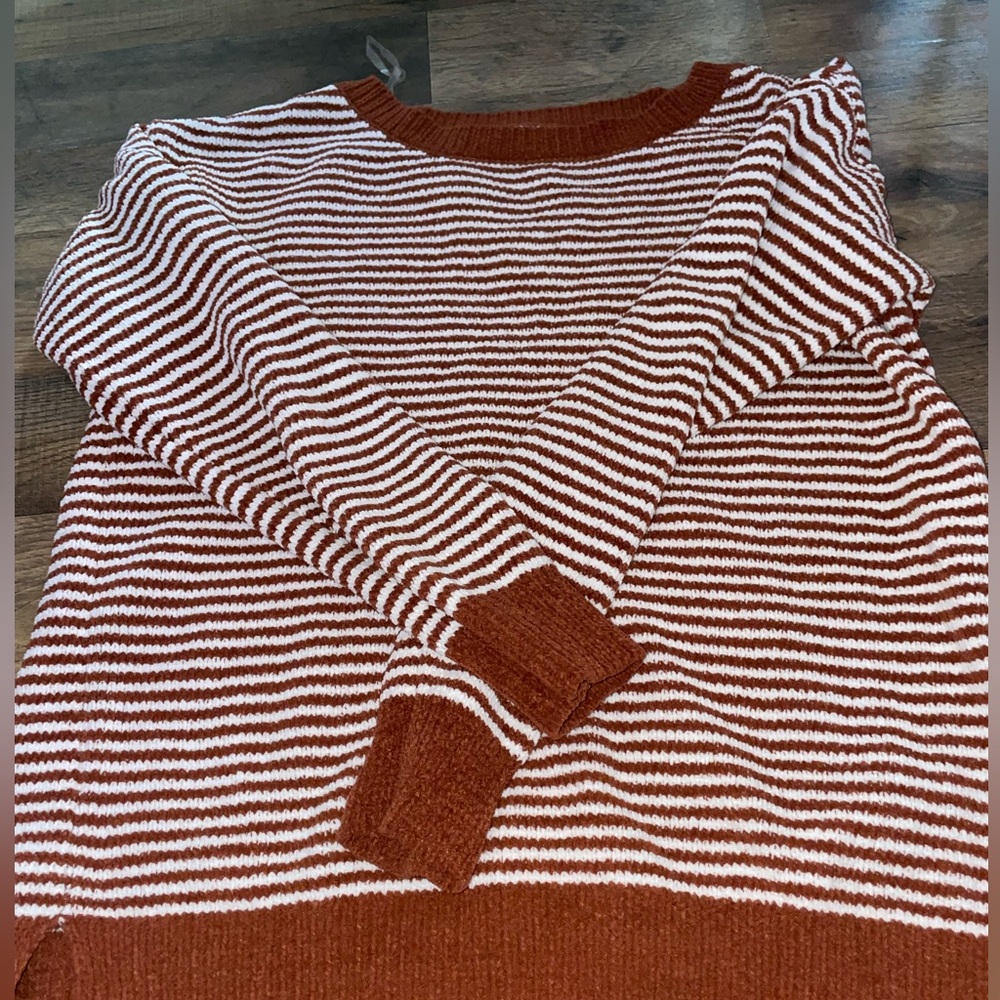 brown striped sweater